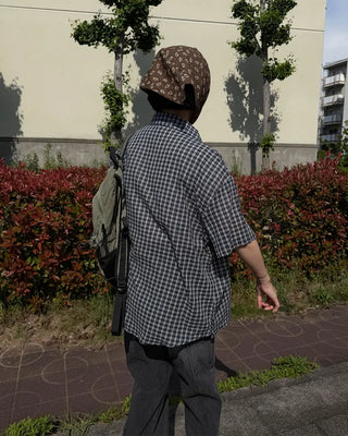Modern check short-sleeved shirt