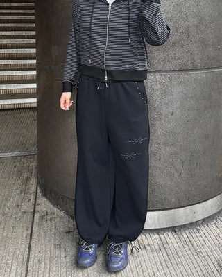 Studded wide-leg pants