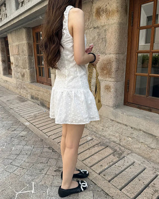 Flower lace camisole mini dress