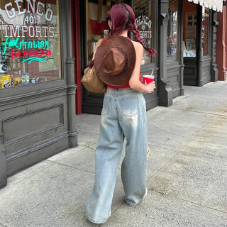 Vintage wide-leg denim pants