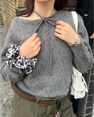 Ribbon tie knit