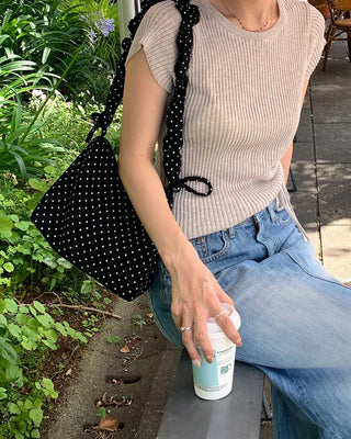 Dot Shirring Shoulder Bag