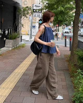 Wide-leg collar pants