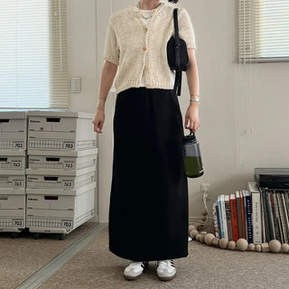Short-sleeved knit cardigan