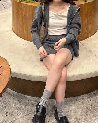 Double-zip hoodie and shorts set