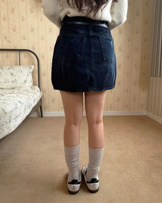 denim mini skirt