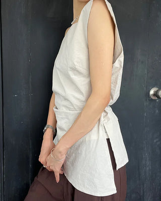 Shirred sleeveless blouse