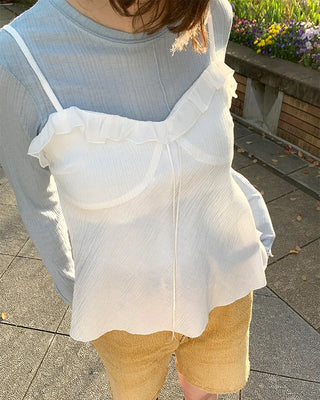 Frilled tie sleeveless dress
