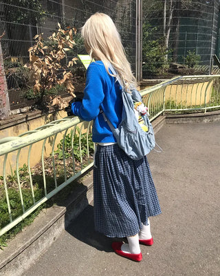Vintage check midi skirt