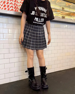 Checked pleated mini skirt