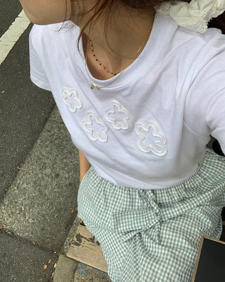 Flower Round Neck Half Sleeve T-Shirt