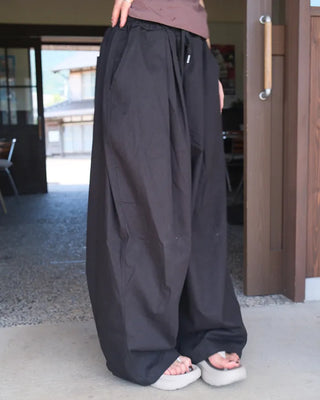 Twill balloon wide pants