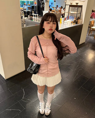 Ribbon sheer knee socks