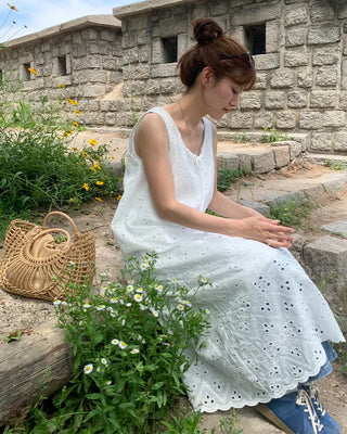 Perforated lace dress