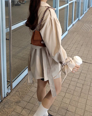 Double-breasted half trench coat