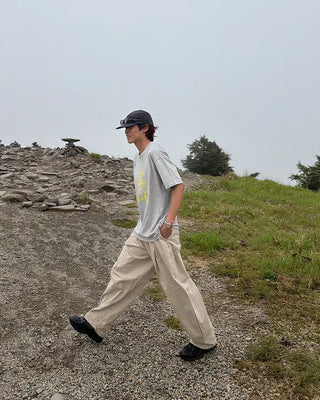 One-tuck cotton pants