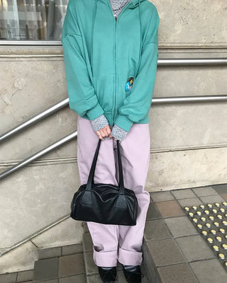 Back flap pocket cotton wide pants