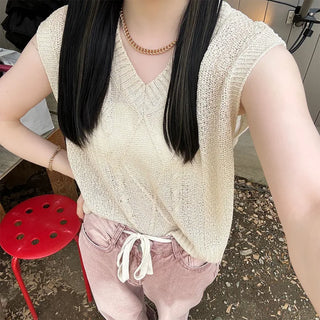 Twist knit sleeve top
