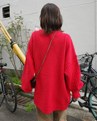 Oversized Cable Knit Long Sweater