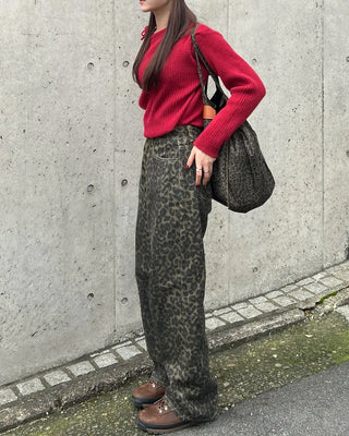 Leopard print cotton pants