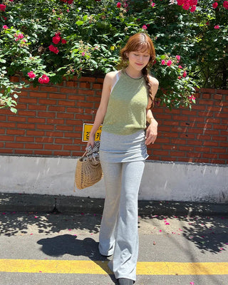 Halter neck knit tank top