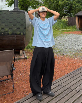 Two-pleat wide slacks