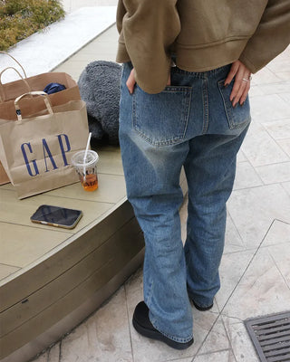 Straight denim pants