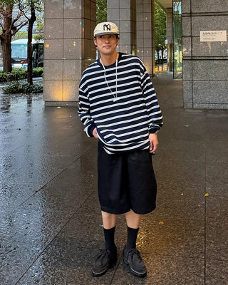 Multi-striped long-sleeved T-shirt
