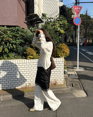 Back-belt wide-leg pants