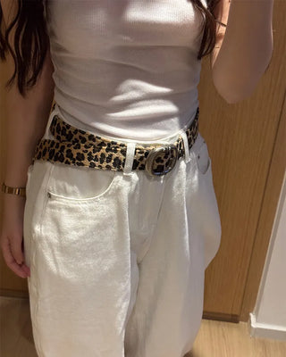 Round leopard belt