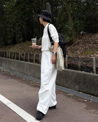 Elastic waist parachute pants