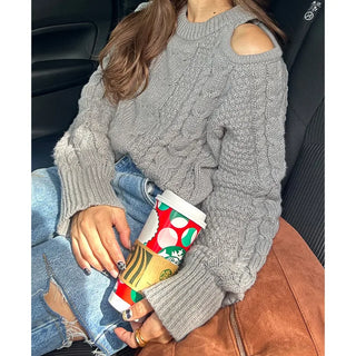 One-shoulder cable knit