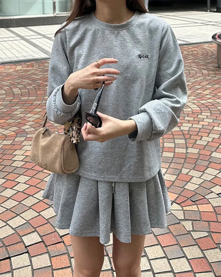 Sweatshirt & Pleated Mini Skirt Set