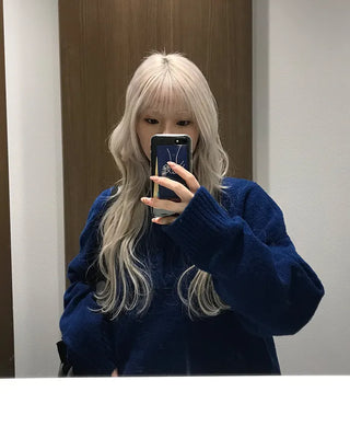 Henley neck oversized knit