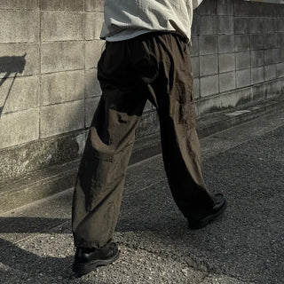 (Unisex) Big Pocket Nylon Easy Pants