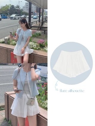 A-line flared mini skirt pants (2c)