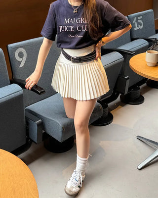 Slim pleated mini skirt