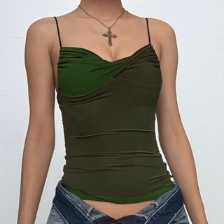 Contrast ruched backless cami top