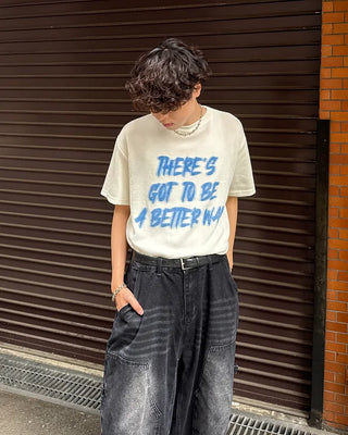(Unisex) Marker Lettering Knit Half T-Shirt
