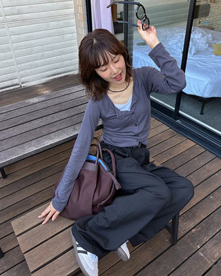 Two-pleat wide slacks