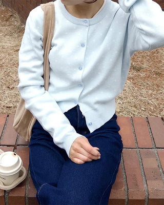 Round neck polka dot cardigan