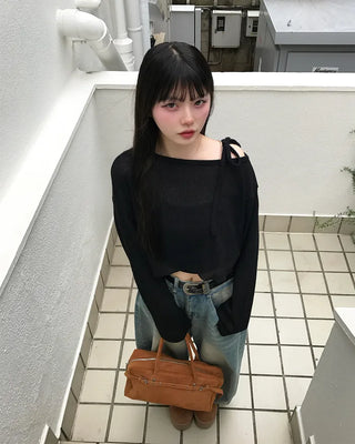 Suede belt buckle shoulder bag