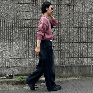 Striped ribbed denim pants