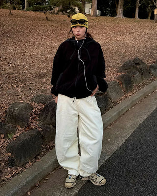 Cropped fleece hooded parka