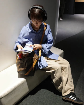 Wide-seam cotton pants