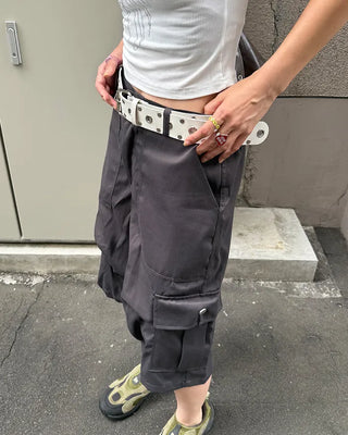 Tucked cargo Bermuda cotton pants