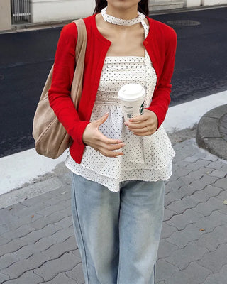 Scarf set with polka dot design sleeveless top