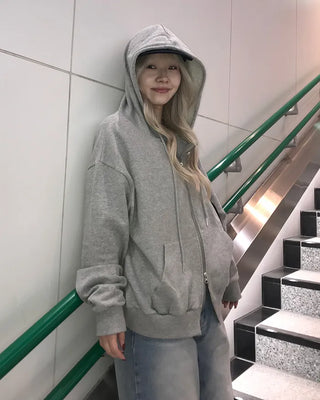 Asymmetrical zip-up hoodie
