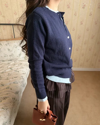 Round neck layered cardigan