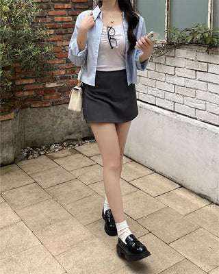 Wide cuff cropped shirt